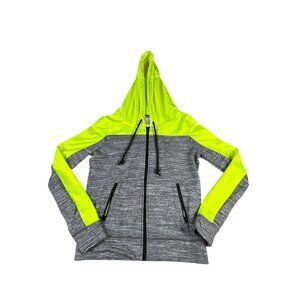 Victorias Secret Pink Neon Yellow & Gray Hoodie Jacket Women's S Full Zip EUC